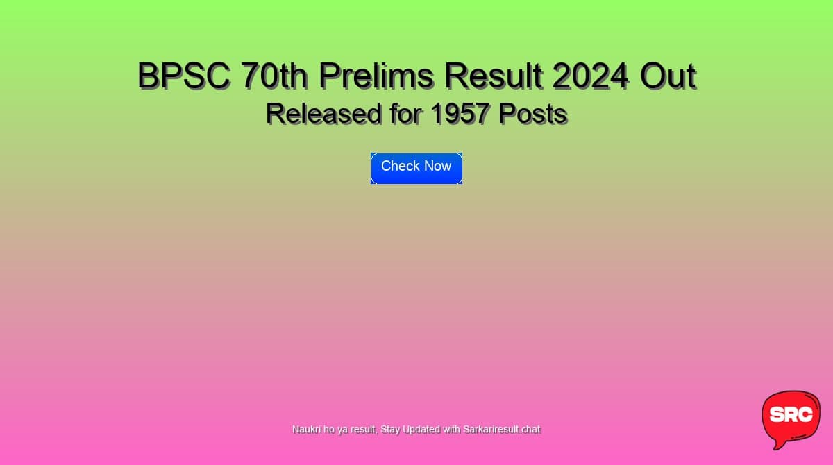 BPSC 70th (Admit Card) Prelims Result 2024 Out